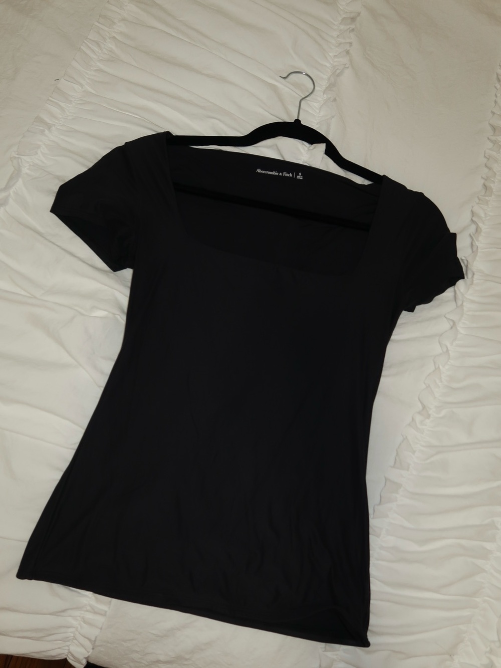 Abercrombie & Fitch Black Square Neck Short Sleeve Tee